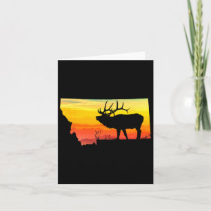 Cartão Montana Elk Hunter Pai Vintage Retro Sun Arco Hunt