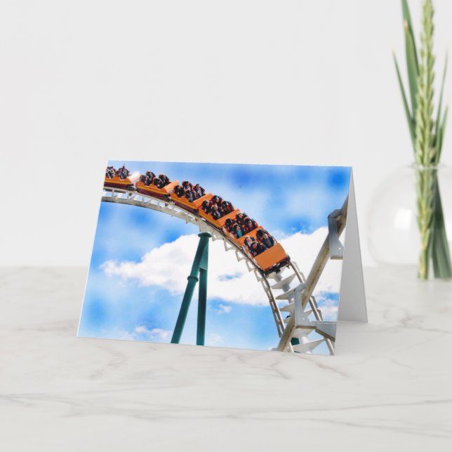 Cartão Montanha russa alaranjada de pressa (Frente)