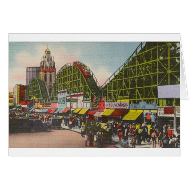 Cartão Montanha russa do furacão - prumos de Coney Island (Frente Horizontal)