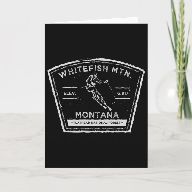 Cartão Montanha Whitefish Montana Esquiando na Neve  (Frente)