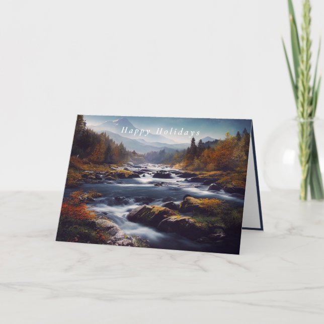 Cartão Montanhas do Rio Rocky, na Paisagem de inverno (Frente)