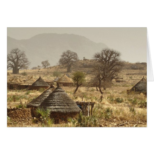 Cartão Montanhas Nuba, aldeia de Nugera (Frente Horizontal)