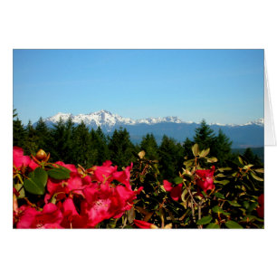 Cartão Montanhas olimpiadas e rododenrons