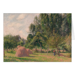 Cartão Monte de feno de Camille Pissarro  , manhã, Eragn
