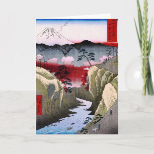 Cartão Monte Fuji e Pássaros no Japão por volta de 1800