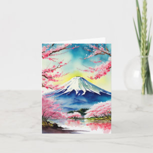 Cartão Monte Fuji Japan Watercolor