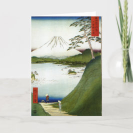 Cartão Monte Fuji visto de um lago Hiroshige 1858