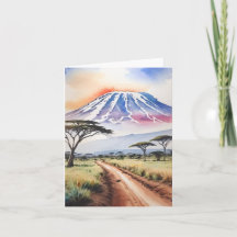 Monte Kilimanjaro Tanzânia Watercolor Stationery