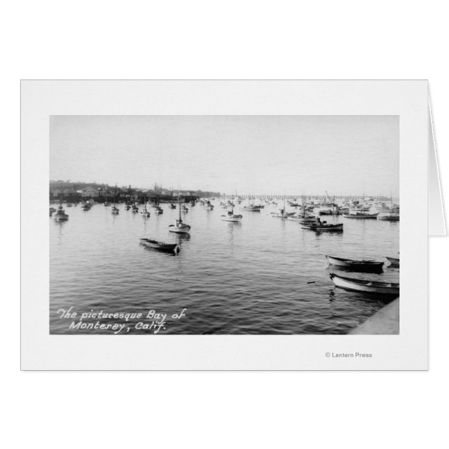 Cartão Monterey, CA - Baía com Centenas de Barcos de Made (Frente Horizontal)