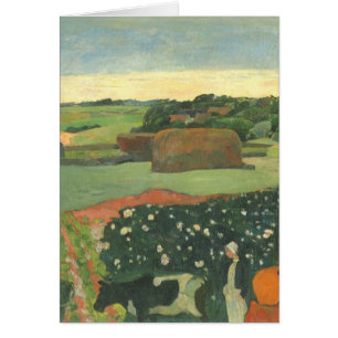 Cartão Montes de Feno na Bretanha por Paul Gauguin, Arte