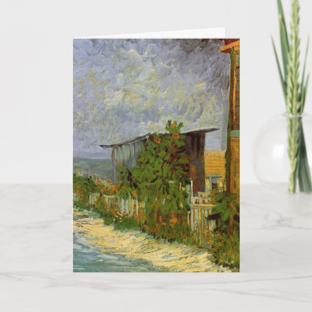 Cartão Montmartre Path e Sunflower por Vincent van Gogh (Frente)