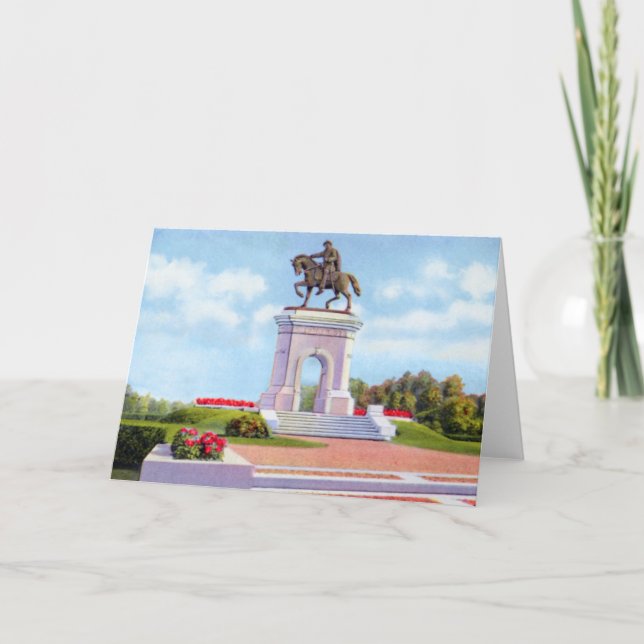 Cartão Monumento de Houston Texas Sam Houston (Frente)