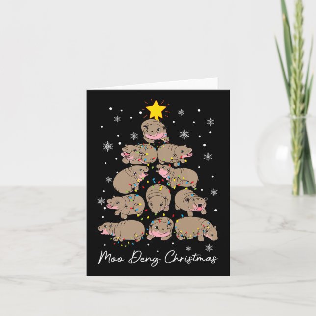 Cartão Moo Deng Árvore de Natal Engraçado Ba (Frente)