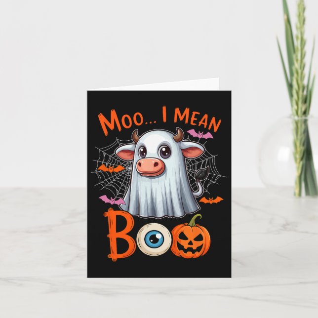Cartão Moo I quer dizer Boo Halloween Farmeen Cow Cosplay (Frente)