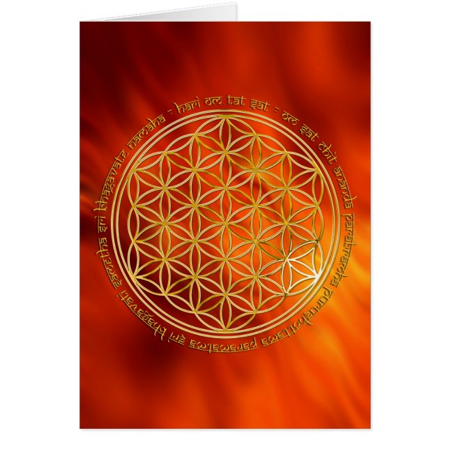 Cartão Moola Mantra / Blume Des Lebens | vermelho-fogo (Frente)