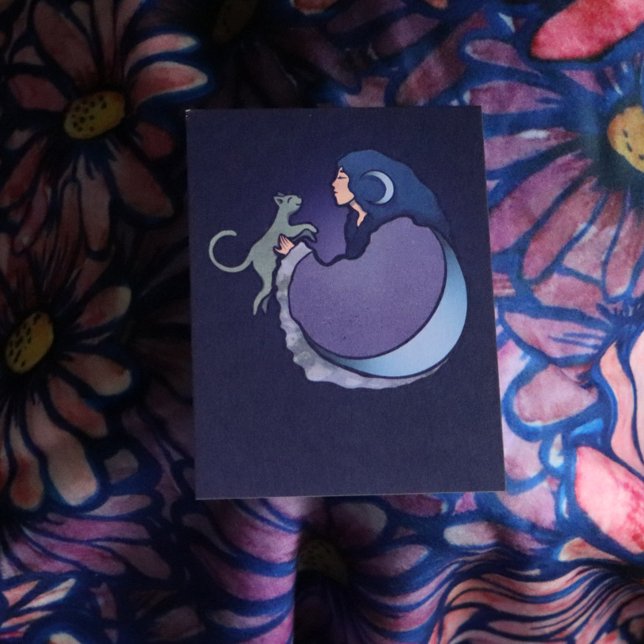 Cartão Moon Goddese Cat Witch (Criador carregado)