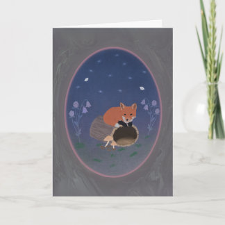 Cartão Moonlit Fox on Woodland Log 5x7 Greeting Card