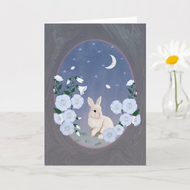 Cartão Moonlit Garden Bunny 5x7 Greeting Card  (Planta pequena)