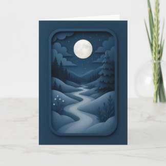 Cartão Moonlit Path Through Snowy Pines Card