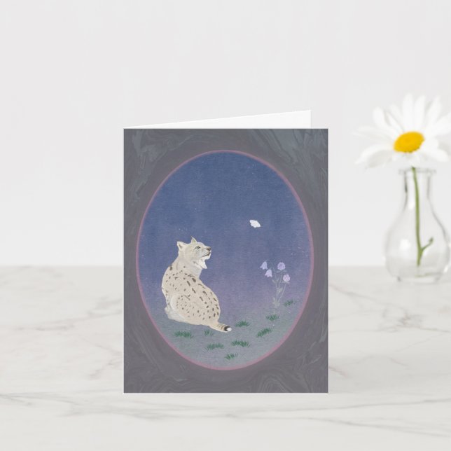 Cartão Moonlit Woodland Bobcat Small Greeting Card  (Planta pequena)