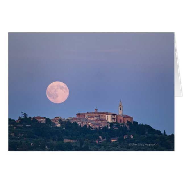 Cartão Moonrise sobre Pienza (Frente Horizontal)