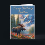 Cartão Moose Happy Birthday Brother<br><div class="desc">"trabalho de arte gerado por IA com direção design por Susang6"</div>