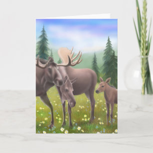 Cartão Moose in a Northern Forest Greeting Card