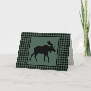Cartão Moose Silhouette Green e Black Check