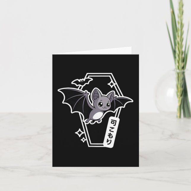 Cartão Morcego Kawaii de Tóquio - Pastel Goth Arrepiantem (Frente)