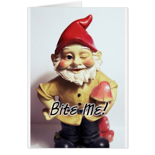 Cartão Morda-me gnomo (Frente)