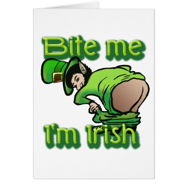 Cartão Morda-me. Sou irlandês. (Frente)