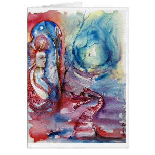 Cartão MORGANA / Magia e Mistério, Fantasia Azul Rosa