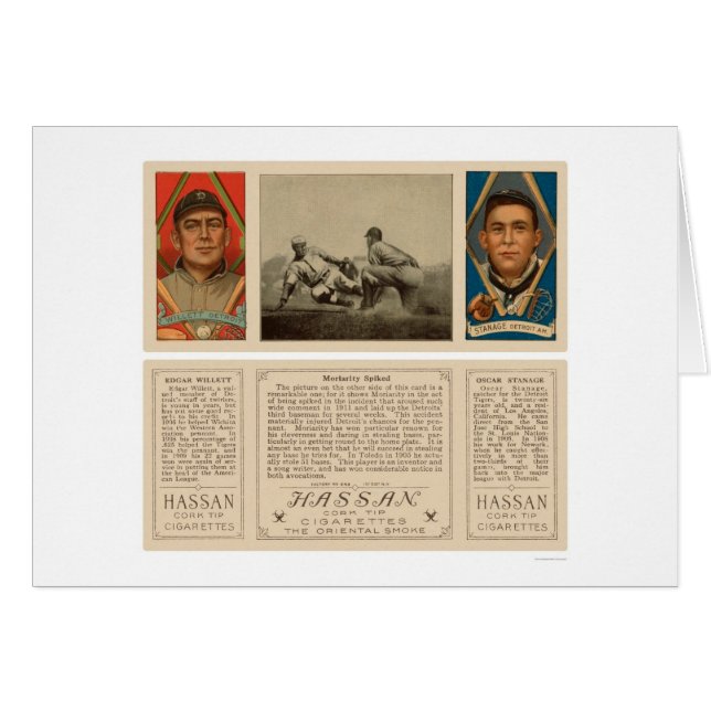 Cartão Moriarty Spiked Tigers Baseball 1912 (Frente Horizontal)