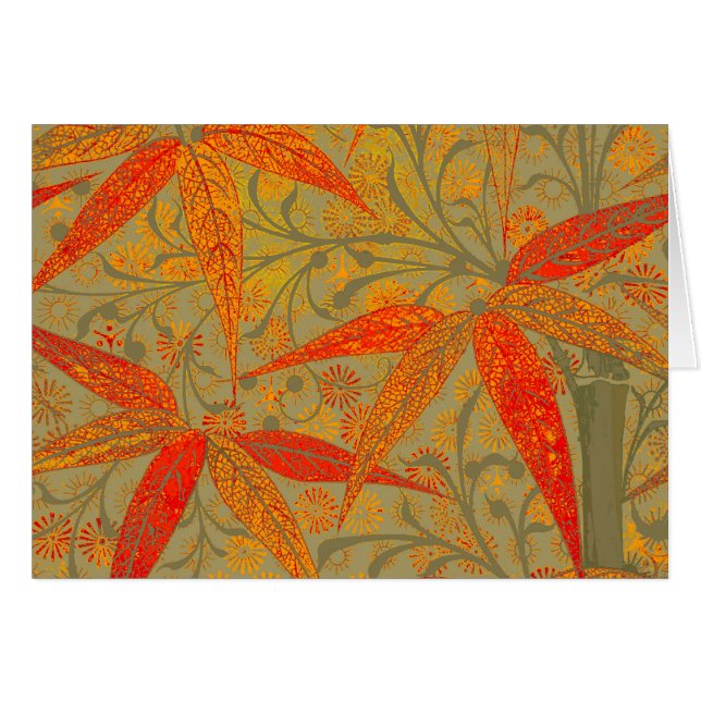 Cartão Morris & Co. Padrão Bambu Godwin Laranja & Salvia (Frente Horizontal)