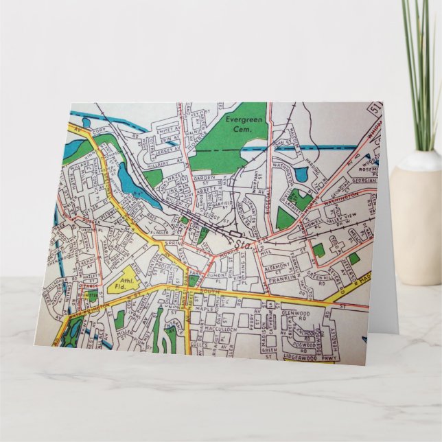 Cartão Morristown, mapa do vintage de NJ (Frente)