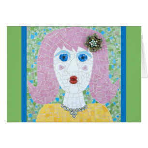 Cartão Mosaico - Ingrid com Borda Verde e Azul