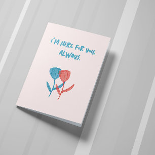 Cartão Mosaico inspirado em tulipas azuis e rosas desenha