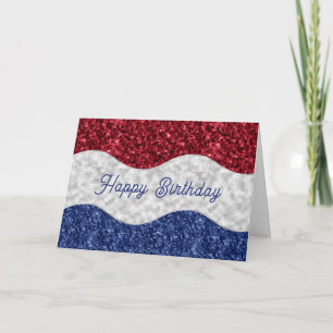 Cartão Mosaico Patriótico Ondas de Aniversário