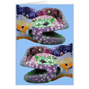 Cartão Mosaicos da cabeça do lagarto de Gaudi
