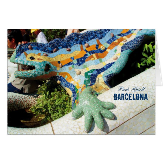 Cartão Mosaicos de Guell do parque de Barcelona (Frente Horizontal)
