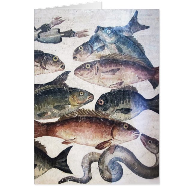 CARTÃO MOSAÍDOS ROMANOS ANTIGOS, PESCAS, CENA CÉLULA DE V (Frente)