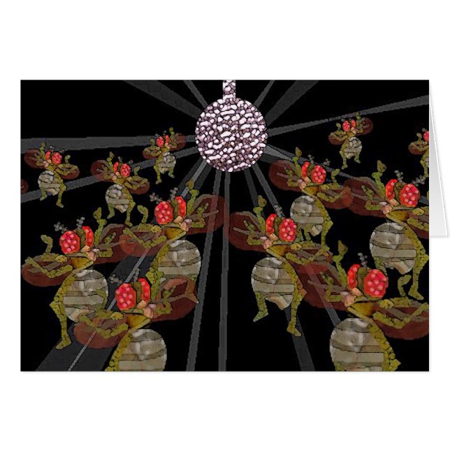 Cartão Moscas de fruta que dançam sob a bola do disco (Frente Horizontal)