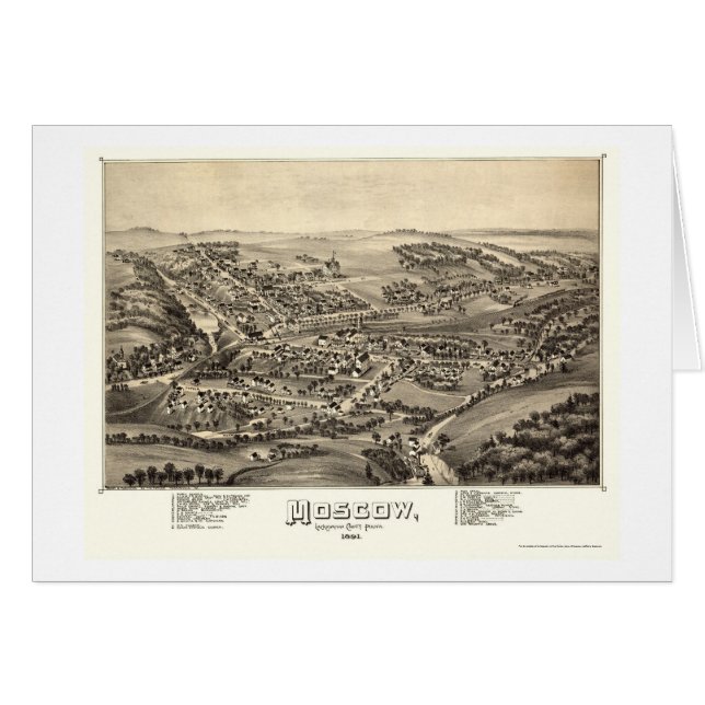 Cartão Moscovo, mapa panorâmico do PA - 1891 (Frente Horizontal)