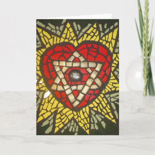 Cartão Mosiac - Estrela do Coração Brilhante de David em 