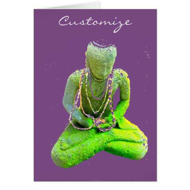 Cartão Mossy Green Buddha Meditando Thunder_Cove (Frente)