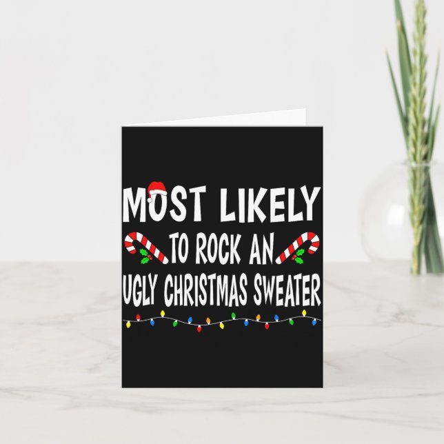 Cartão Most Likely To Christmas Xmas Pajamas Funny Matchi (Frente)