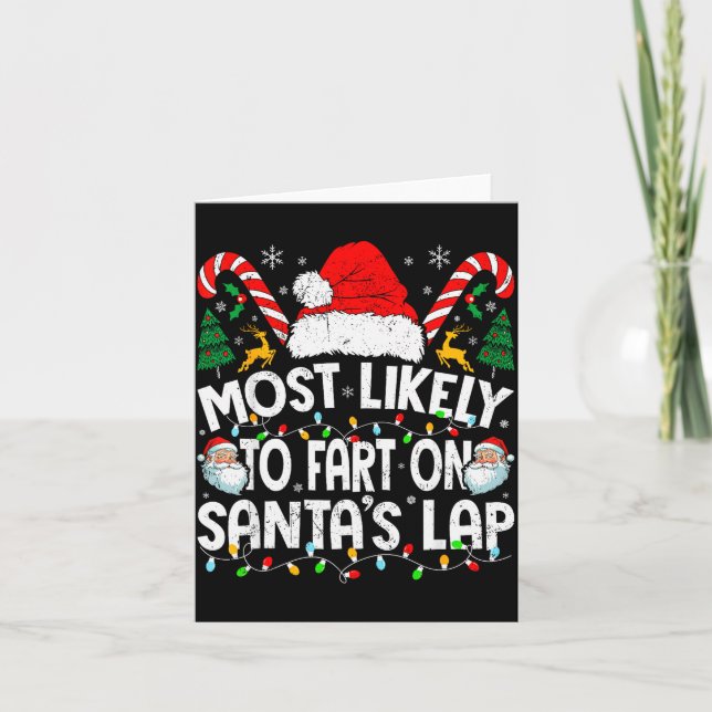 Cartão Most Likely To Fart On Santa’s Lap Family Matching (Frente)