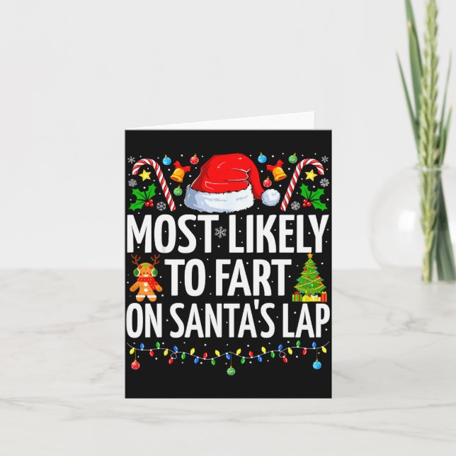 Cartão Most Likely To Fart On Santa's Lap Family Matching (Frente)