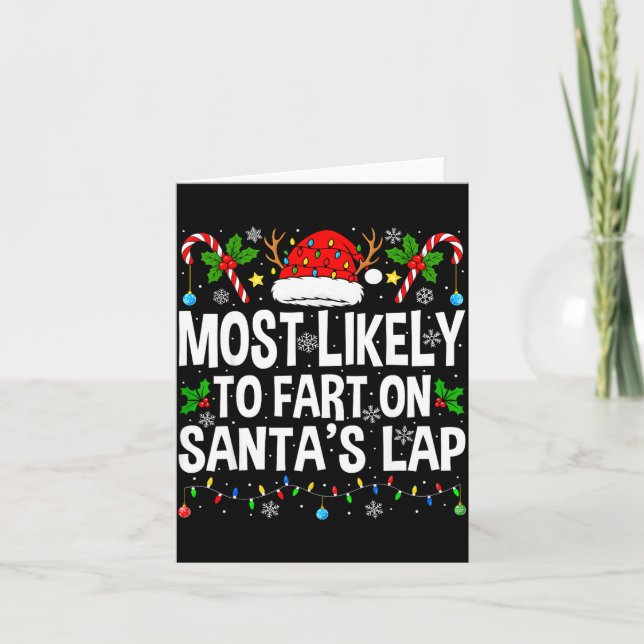 Cartão Most Likely To Fart On Santa's Lap Family Matching (Frente)
