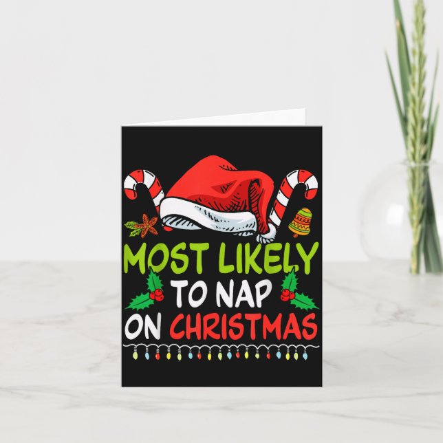 Cartão Most Likely To Nap On Christmas Family Funny Match (Frente)
